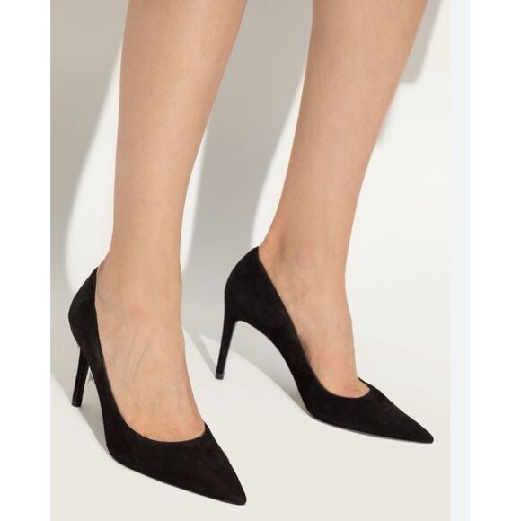 Stuart Weitzman Power 100 Pumps in Black Suede Size 9 - Picture 1 of 14